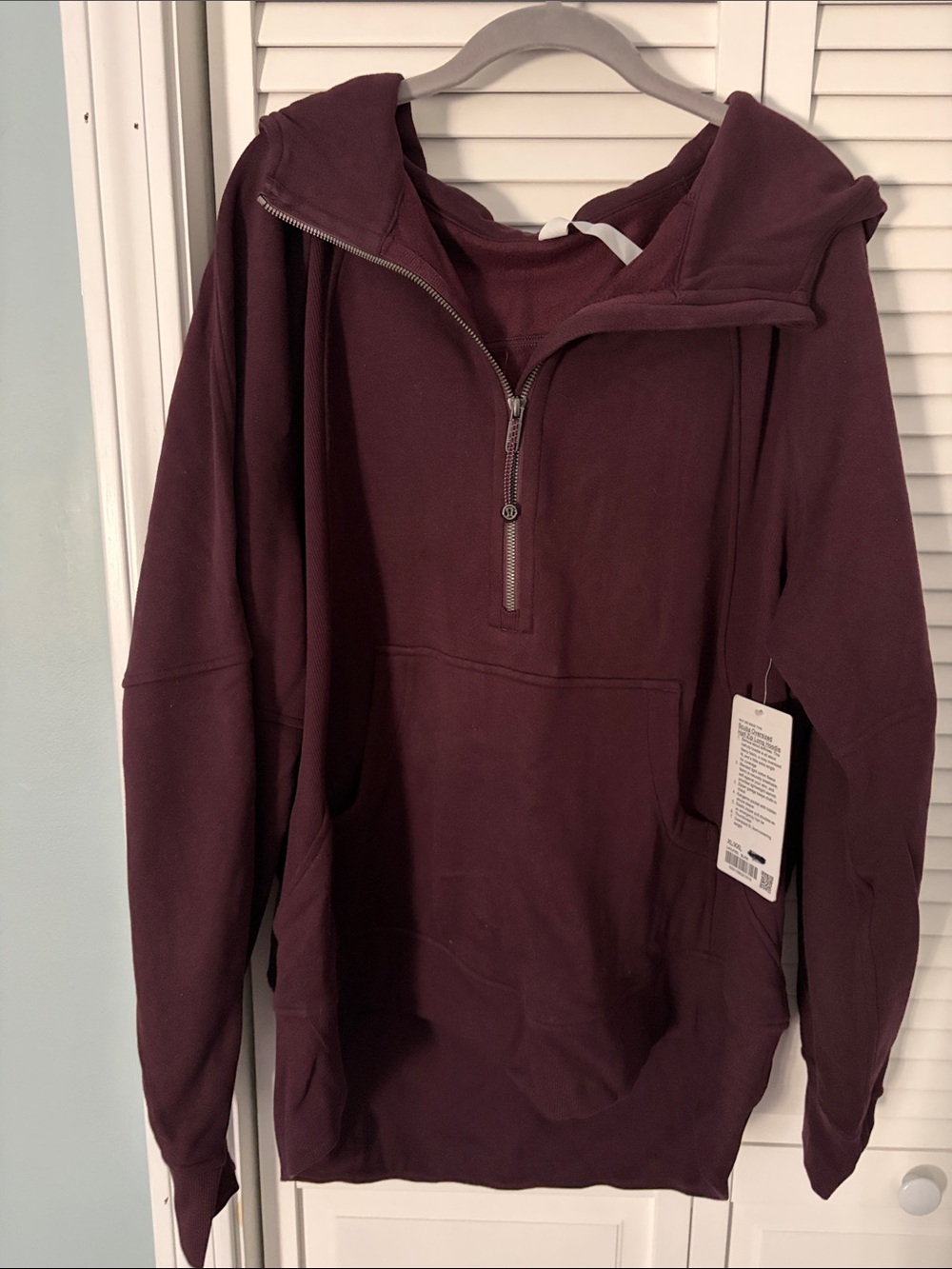 lululemon athletica Women's Scuba Oversized Half Zip Long Hoodie- Burgundy